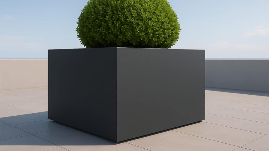 Aluminium Pflanzkübel Alessio 7 auf der Terrasse