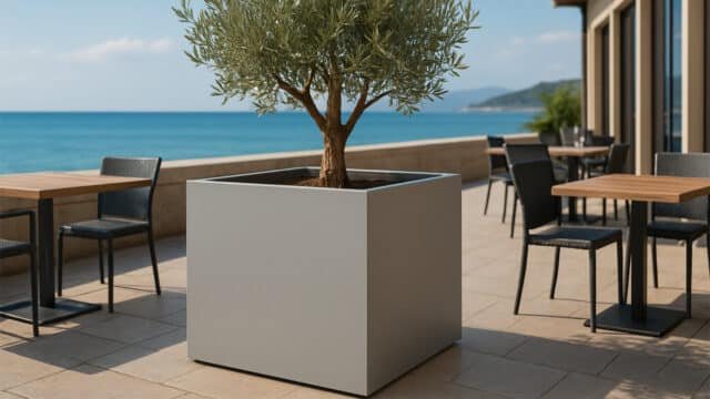Blumenkasten aus Fiberglas Quadratisch serie marco