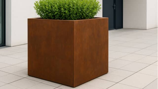 Pflanzkübel aus Cortenstahl Quadratisch 100cm x 100cm x H 100cm CUBI 5