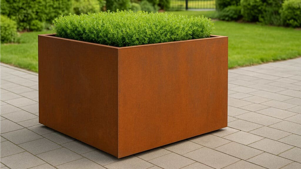 Pflanzkübel aus Cortenstahl Quadratisch 120cm x 120cm x H 80cm CUBI 7