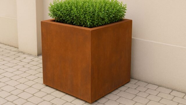 Pflanzkübel aus Cortenstahl Quadratisch 60cm x 60cm x H 60cm CUBI 2