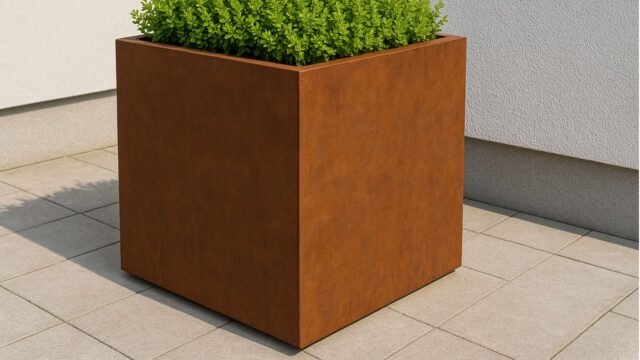 Pflanzkübel aus Cortenstahl Quadratisch 70cm x 70cm x H 70cm CUBI 3