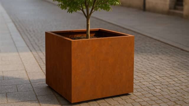 Pflanzkübel aus Cortenstahl Quadratisch 80cm x 80cm x H 80cm CUBI 4