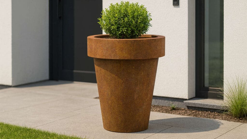 Pflanzkübel aus Cortenstahl Rund-Vaso-7-k