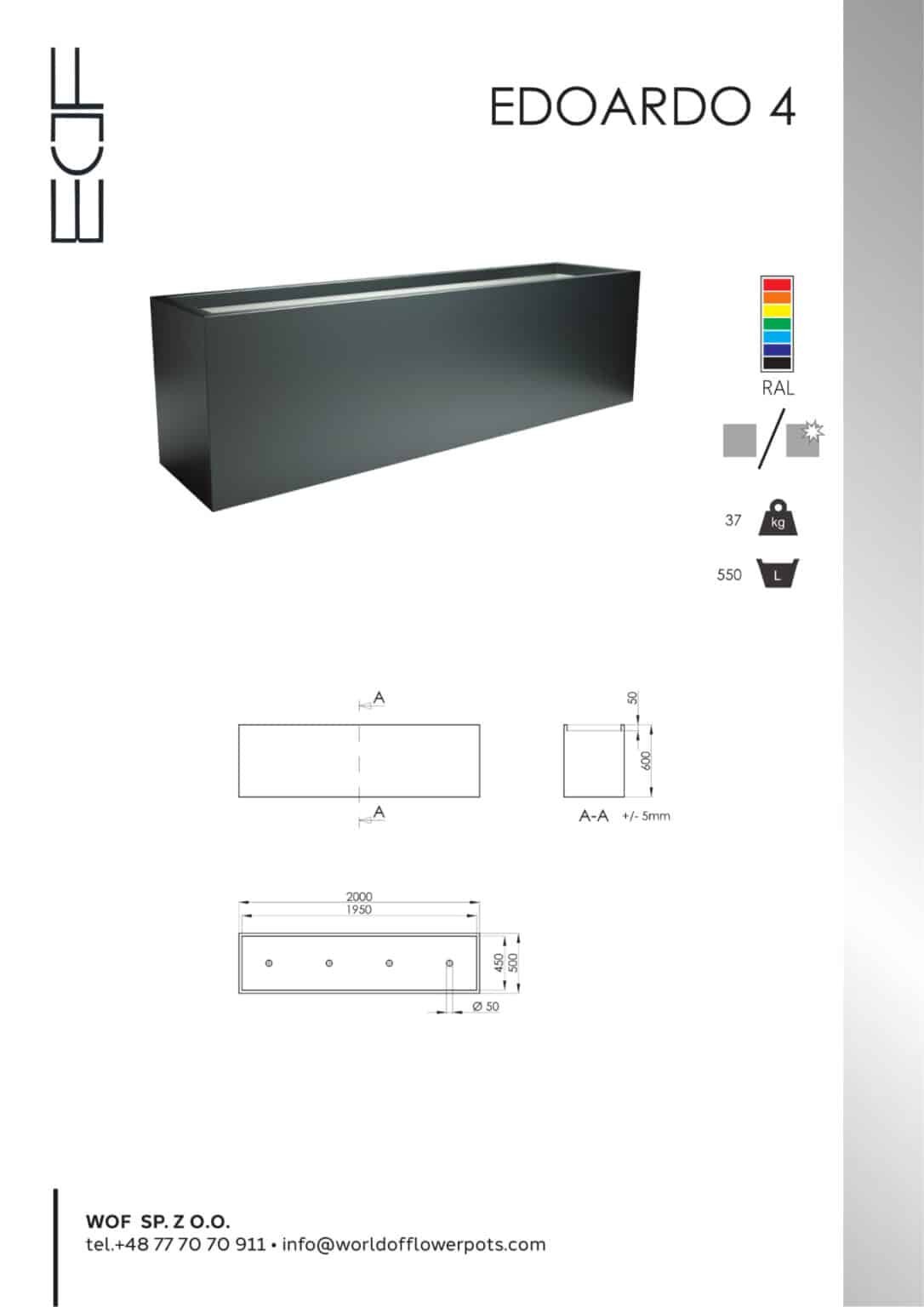 Pflanzkübel aus Metall Aluminium Model Edoardo 4