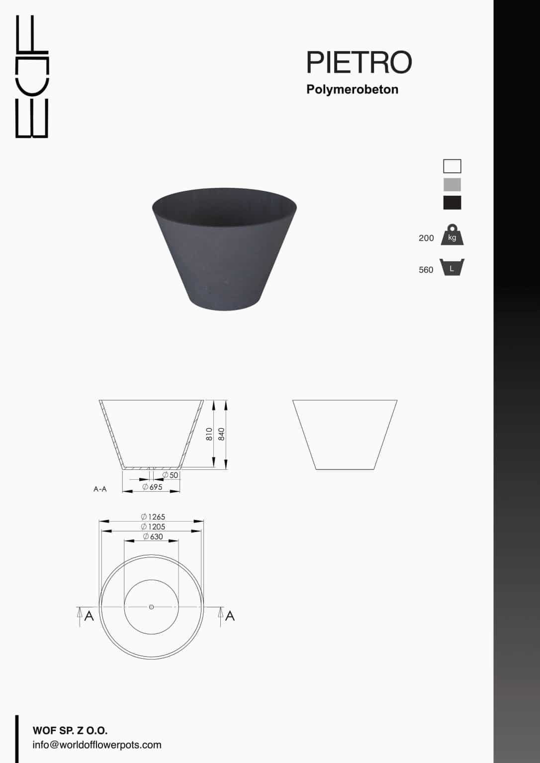 Pflanzkübel aus beton Pietro tech info