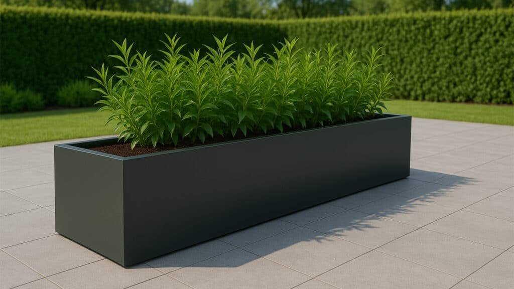 Aluminium Pflanzkübel Alessio 9 im Garten