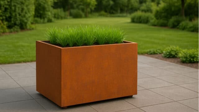 Pflanzkübel aus Cortenstahl Rechteckig 100cm x 80cm x H 60cm GIORGIO MOBILE