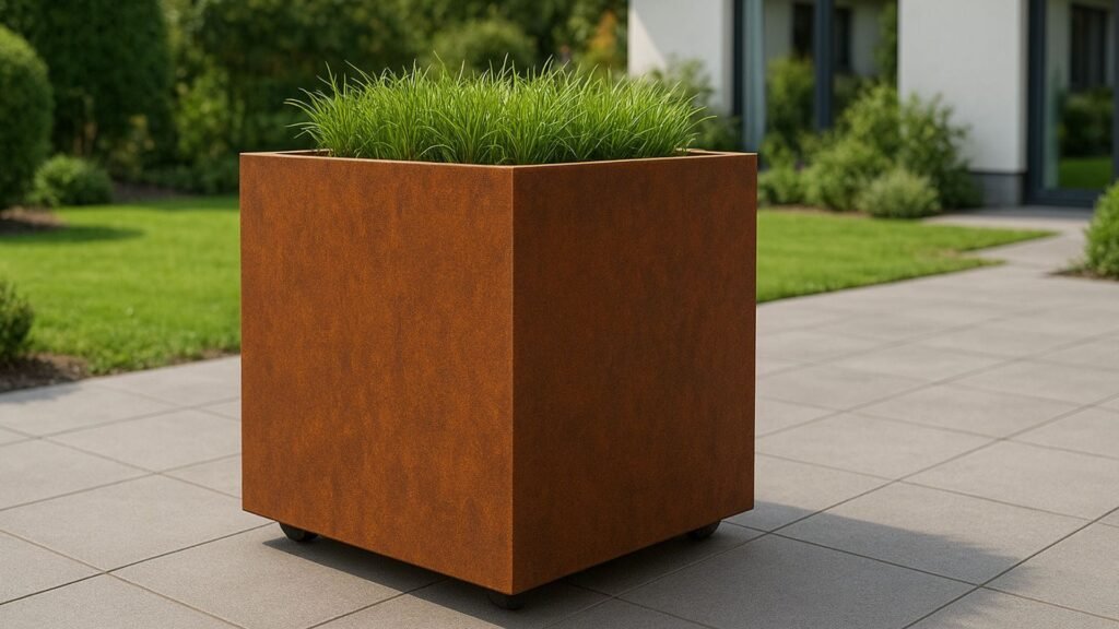 Pflanzkübel aus Cortenstahl Rechteckig 60cm x 60cm x H 60cm MARCELLO MOBILE