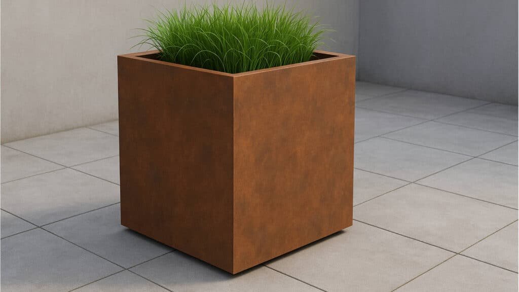 Pflanzkübel aus Cortenstahl Rechteckig 80cm x 80cm x H 80cm PAOLO MOBILE
