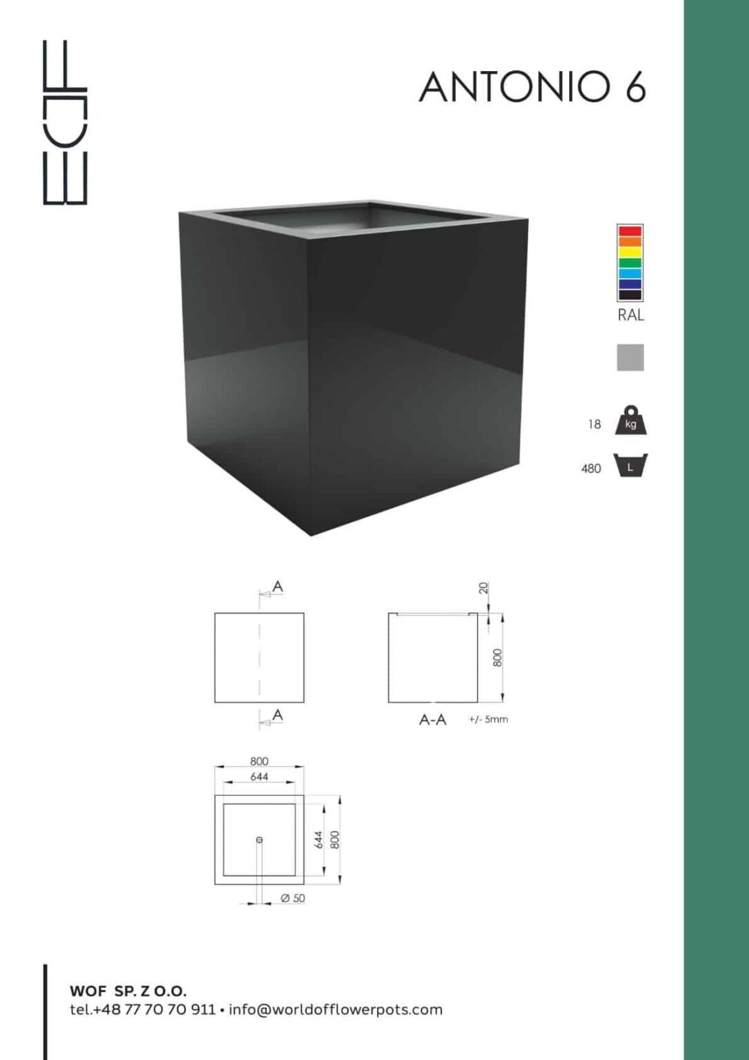 Pflanzkübel aus Fiberglas- Antonio 6-tech-info