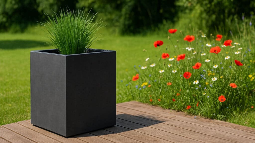 Pflanzkübel aus Fiberglas in Beton Optik LAURA-h