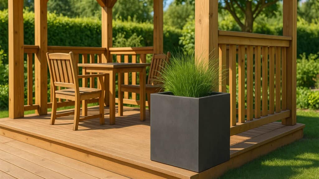 Pflanzkübel aus Fiberglas in Beton Optik Quadratisch CLAUDIA-g