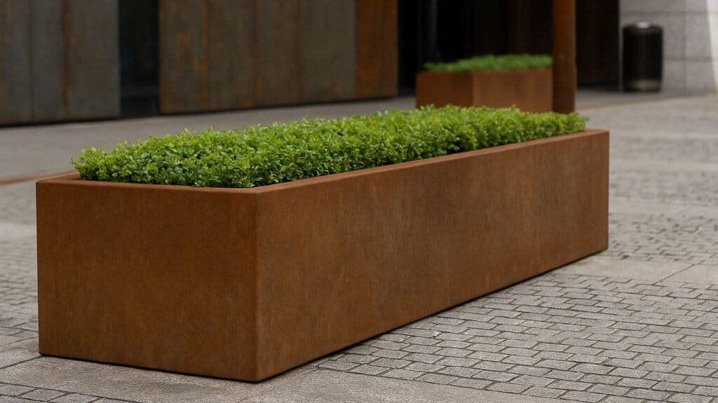 Cortenstahl Pflanzkübel Rechteckig 200cm x 50cm x H 40cm CUBI 22