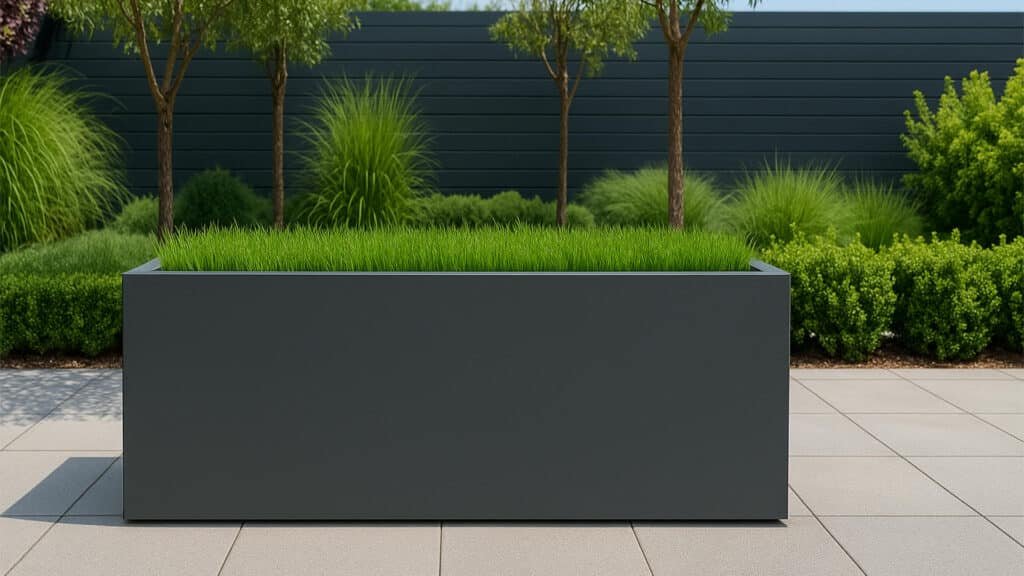 Pflanzkübel aus Aluminium Edoardo 12 im modernen Garten