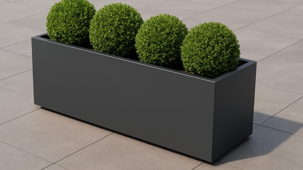 Pflanzkübel aus Aluminium Edoardo 9 auf der Terrasse 2