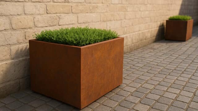 Pflanzkübel aus Cortenstahl Quadratisch 90cm x 90cm x H 60cm CUBI 14