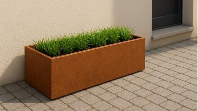Cortenstahl Pflanzkübel Rechteckig 120cm x 30cm x H 30cm CUBI 17