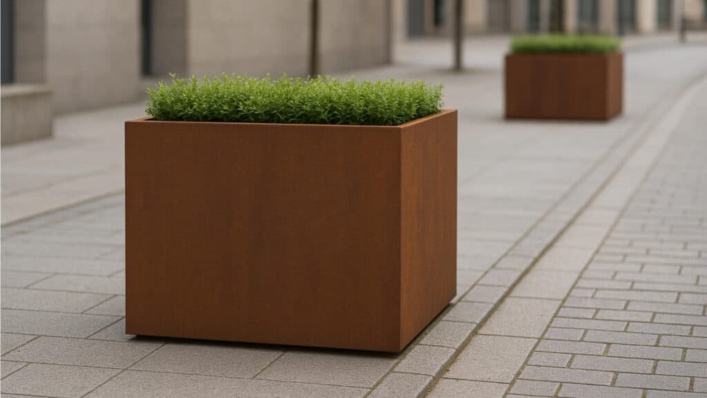 Pflanzkübel aus Cortenstahl Rechteckig 120cm x 80cm x H 100cm CUBI 18
