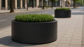 Pflanzkübel aluminium Tiziano 4 mit grüne Pflanzen