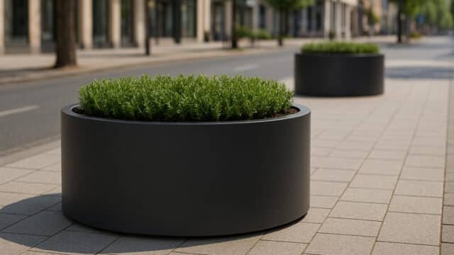 Pflanzkübel aluminium Tiziano 4 mit grüne Pflanzen