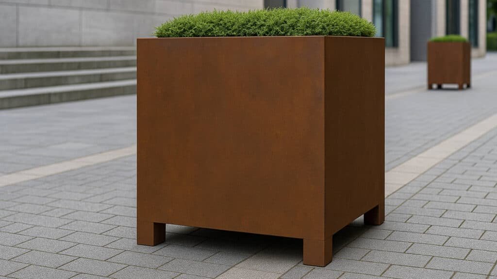 Pflanzkübel aus Cortenstahl Quadratisch 100cm x 100cm x H 110.5cm CECILIA 6