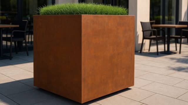 Pflanzkübel aus Cortenstahl Quadratisch 120cm x 120cm x H 110.3cm CECILIA 8 MOBILE