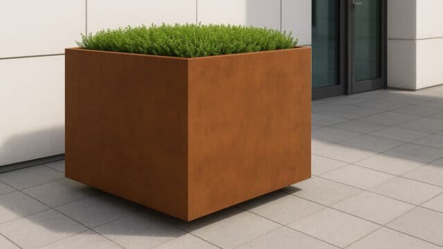 Pflanzkübel aus Cortenstahl Quadratisch 140cm x 140cm x H 90.3cm CECILIA 9 MOBILE