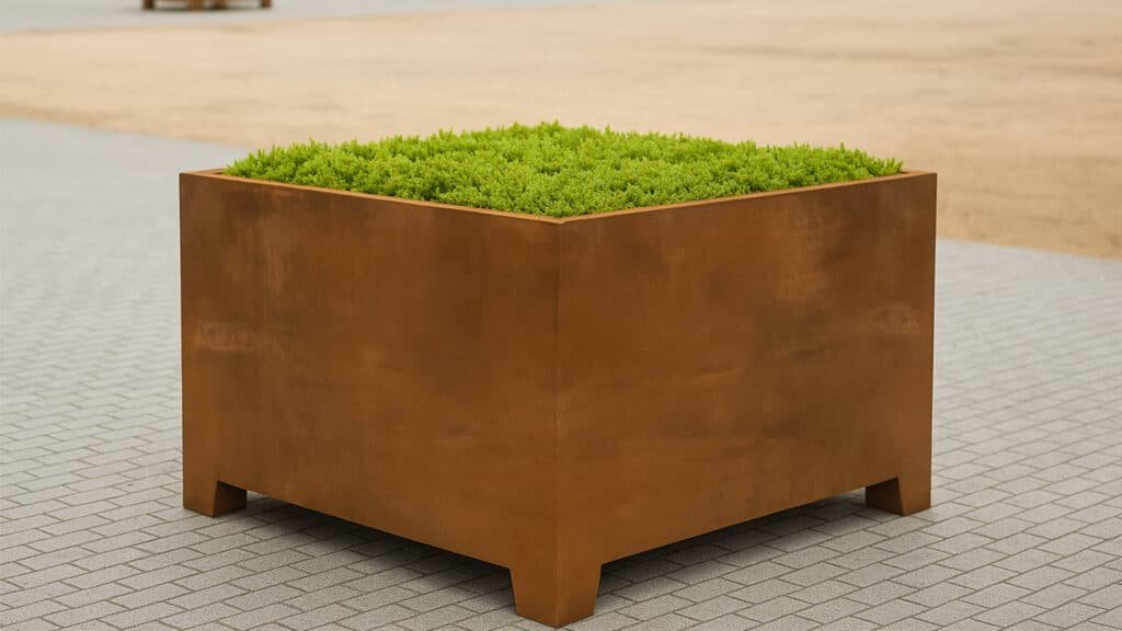Pflanzkübel aus Cortenstahl Quadratisch 140cm x 140cm x H 90.5cm CECILIA 9
