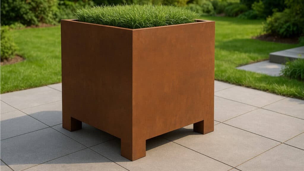 Pflanzkübel aus Cortenstahl Quadratisch 80cm x 80cm x H 90.5cm CECILIA 3