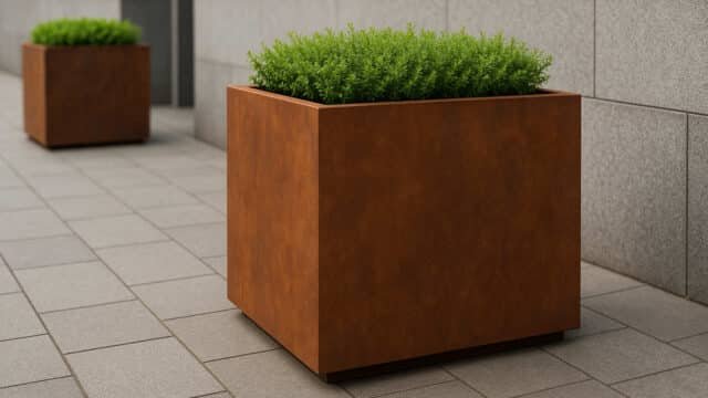 Pflanzkübel aus Cortenstahl Quadratisch 90cm x 90cm x H 70.3cm CECILIA 4 MOBILE