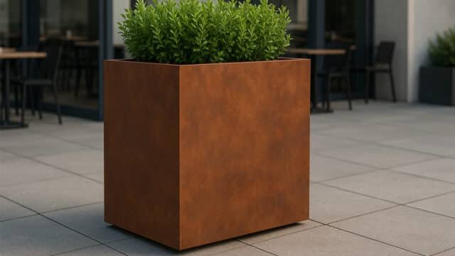 Pflanzkübel aus Cortenstahl Rechteckig 100cm x 80cm x H 100.3cm CECILIA 11 MOBILE