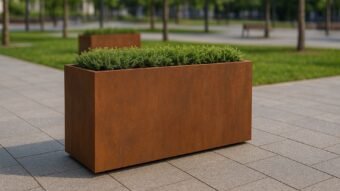 Pflanzkübel aus Cortenstahl Rechteckig 120cm x 50cm x H 70.3cm CECILIA 12 MOBILE
