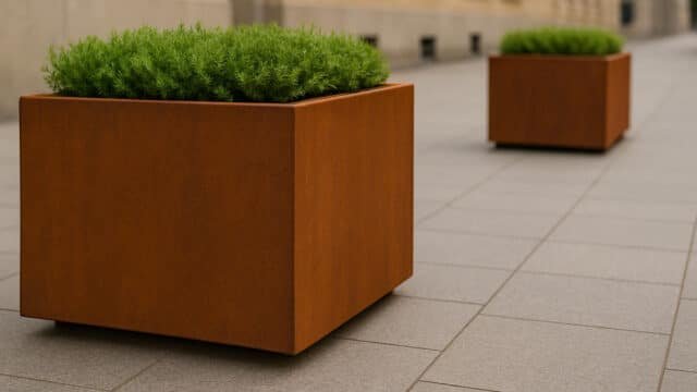 Pflanzkübel aus Cortenstahl Rechteckig 120cm x 80cm x H 110.3cm CECILIA 13 MOBILE