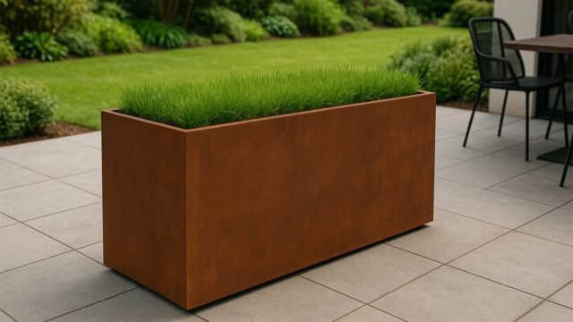 Pflanzkübel aus Cortenstahl Rechteckig 150cm x 50cm x H 70.3cm CECILIA 14 MOBILE