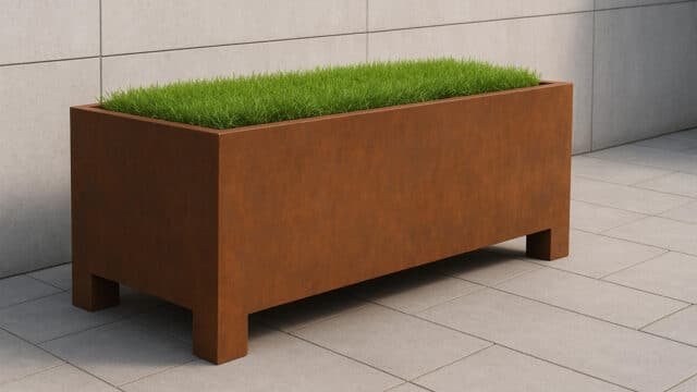 Pflanzkübel aus Cortenstahl Rechteckig 180cm x 80cm x H 70.5cm CECILIA 15