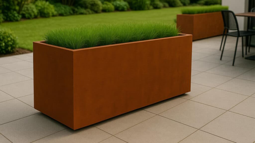 Pflanzkübel aus Cortenstahl Rechteckig 200cm x 50cm x H 60.3cm CECILIA 17 MOBILE