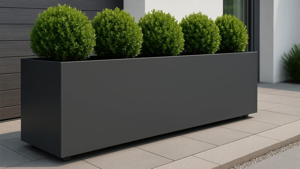 Mobile Pflanzkübel aus Aluminium Apollo 22 auf der Terrasse b