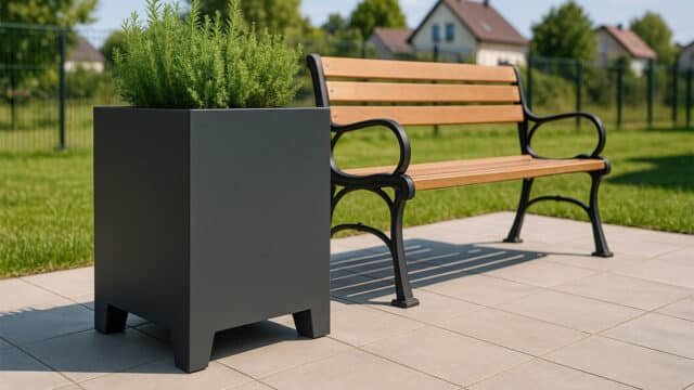 Pflanzkübel aus Aluminium Apollo 4 auf der Terrasse 3