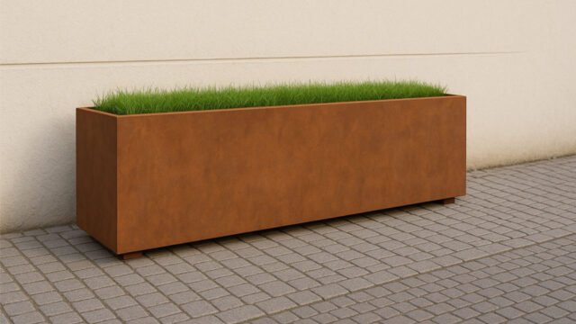 Pflanzkübel aus Cortenstahl Rechteckig 200cm x 50cm x H 70.3cm CECILIA 18 MOBILE