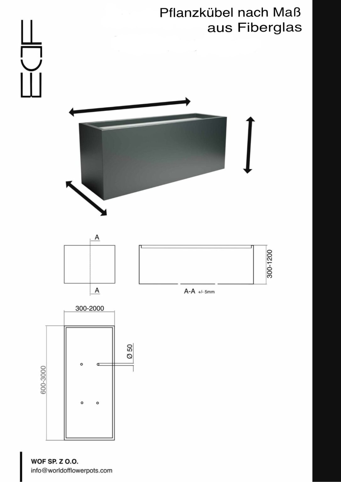 Pflanzkübel nach Maß aus Fiberglas