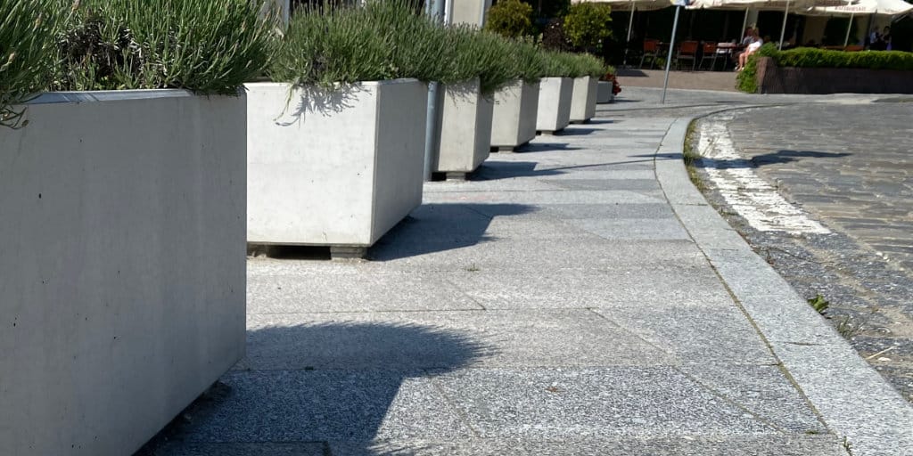 Pflanzkübel aus beton mit laavendel