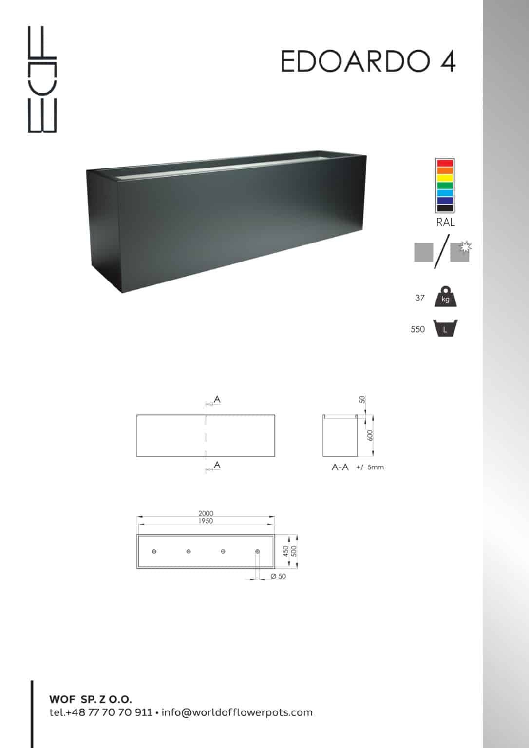 Terrassen Pflanzkübel Edoardo 4-tech info