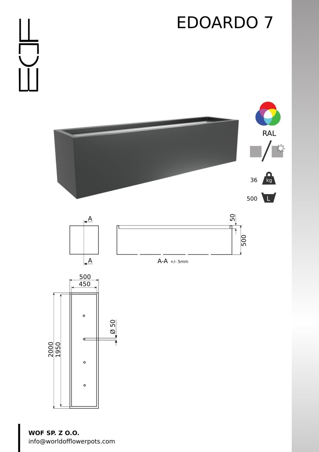 Terrassen Pflanzkübel Edoardo 7-tech info