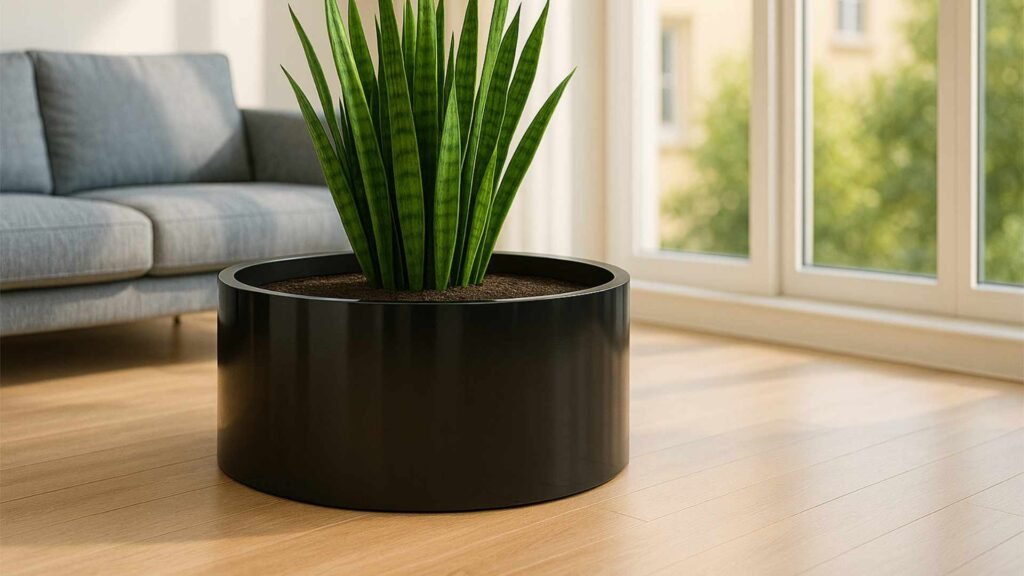 Aluminiumpflanzgefäß Ada 1 im Wohnzimmer