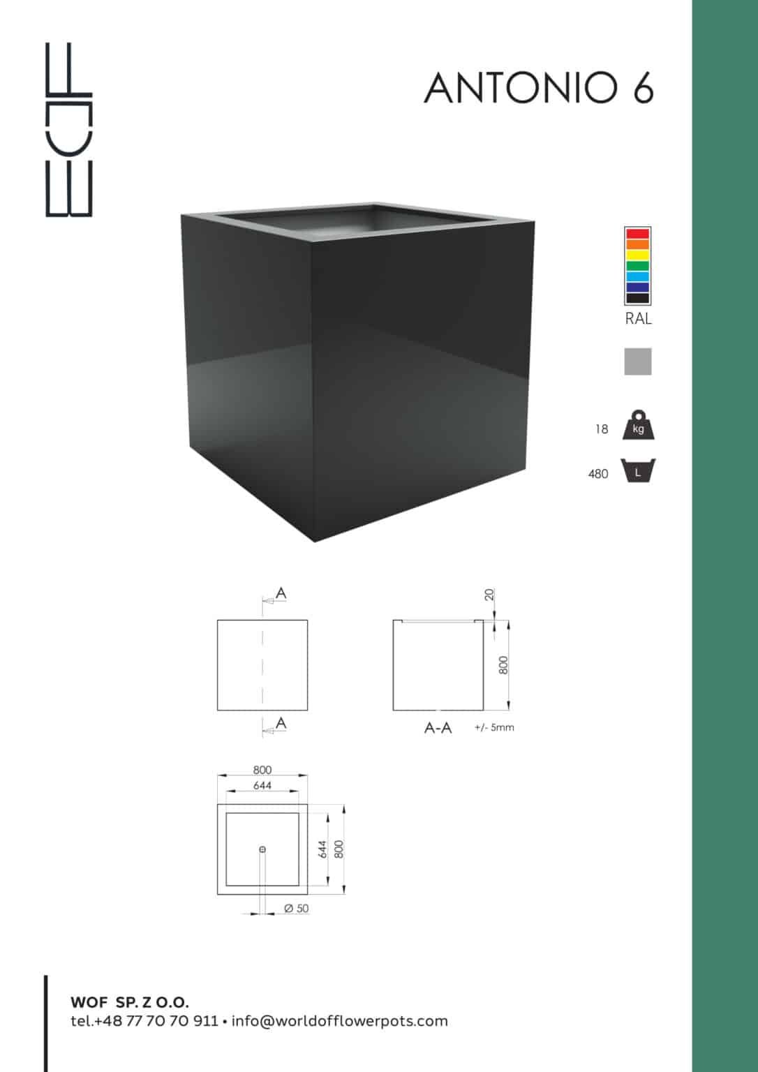 Fiberglas Pflanzkübel xxl Antonio 6-tech info