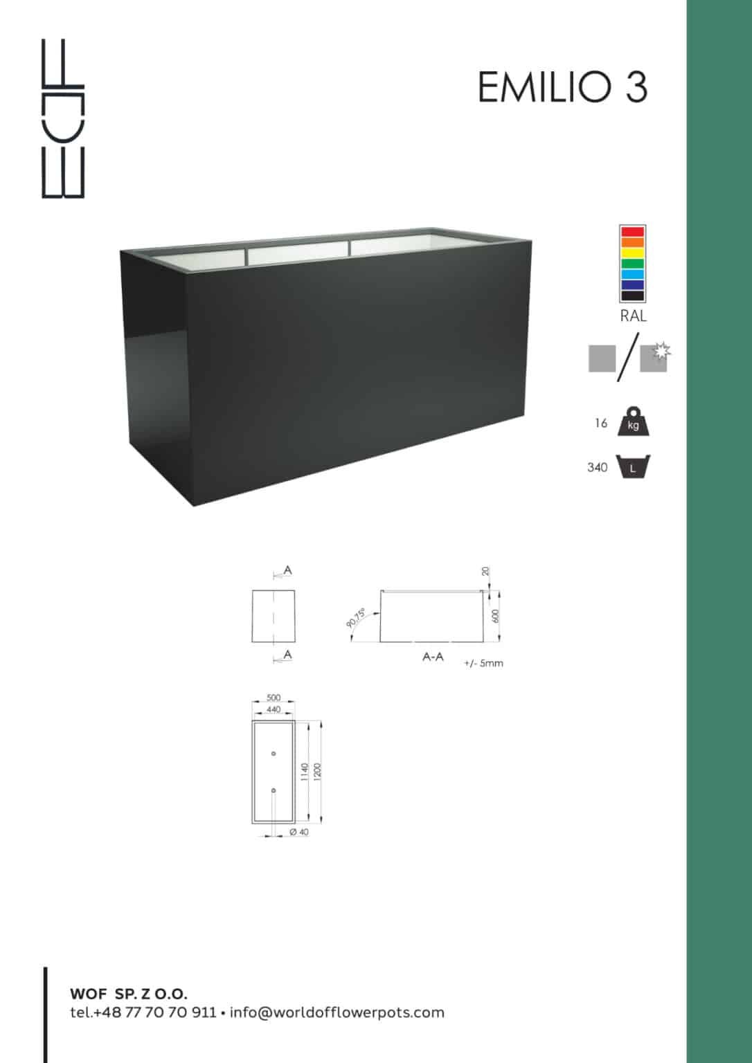 Fiberglas Pflanzkübel xxl Emilio 3