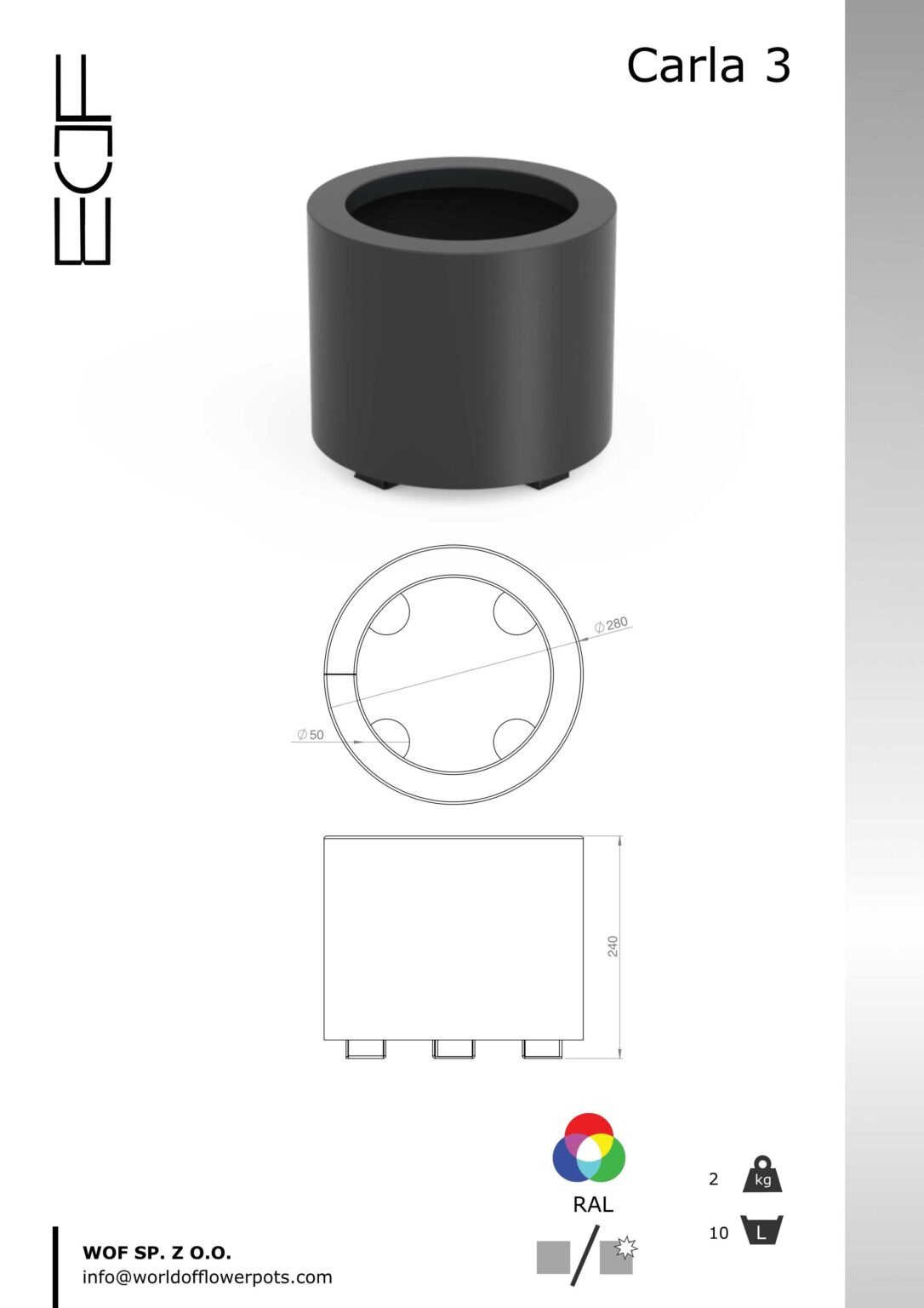 Pflanzkübel aluminium Carla 3