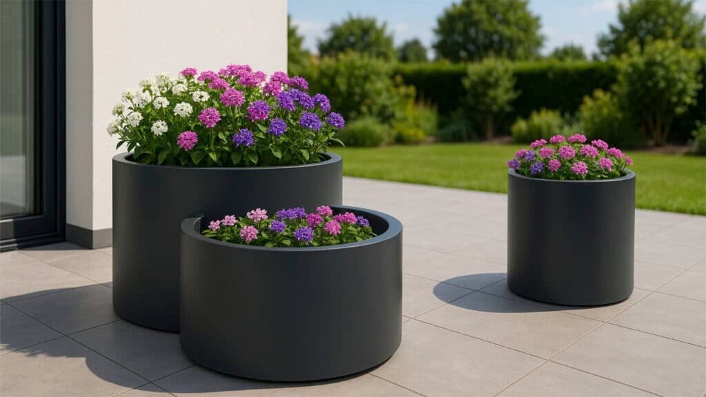 Pflanzkübel aus Aluminium Rund -Daria 1 set-a