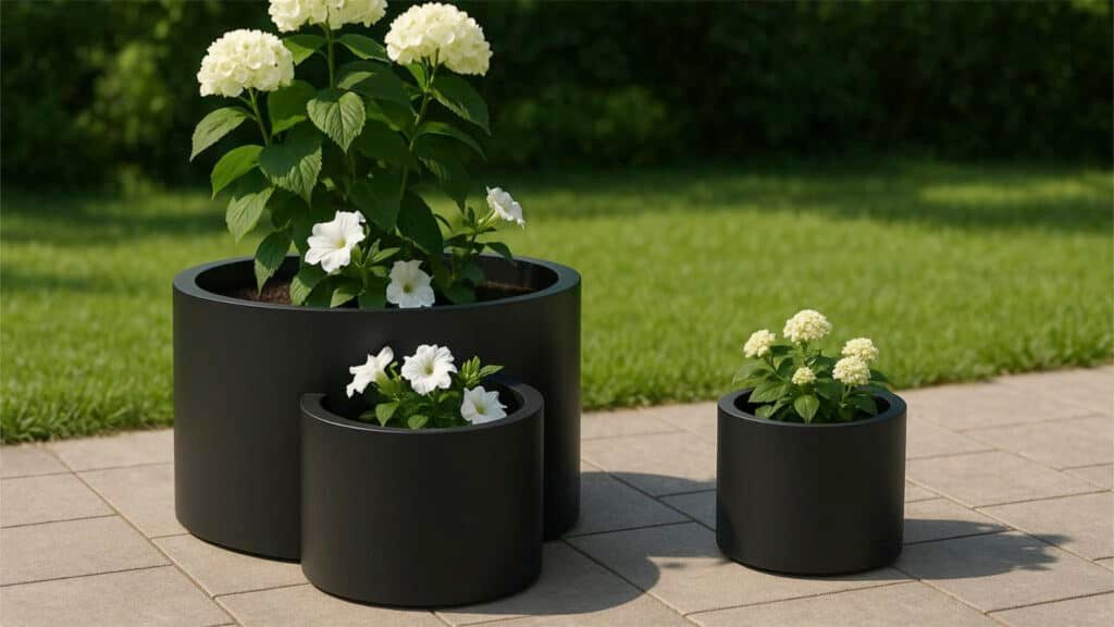 Pflanzkübel aus Aluminium Rund -Daria 2 set-a